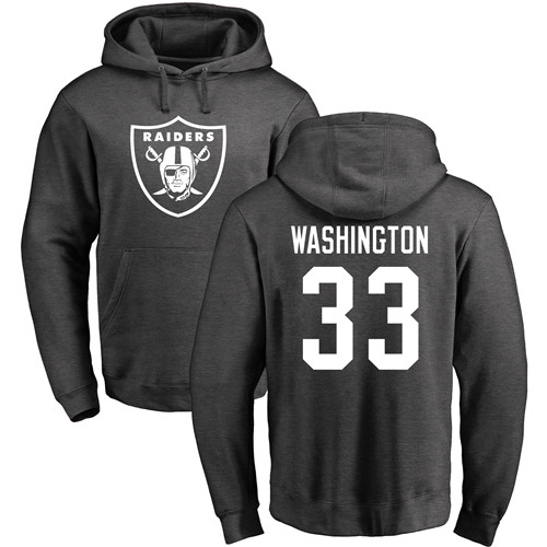 Men Oakland Raiders Ash DeAndre Washington One Color NFL Football #33 Pullover Hoodie Sweatshirts